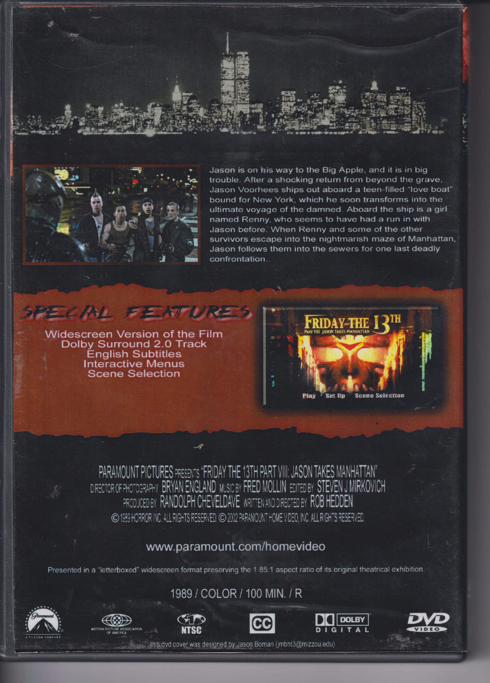 Friday the 13th Part VIII: Jason Takes Manhattan. 1989. DVD.