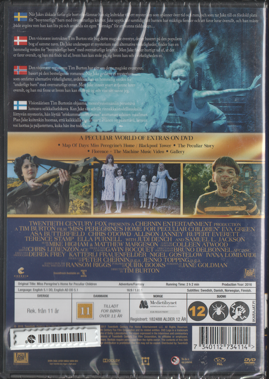 Miss Peregrine's Home for Peculiar Children. 2016. DVD. Ny i plast!