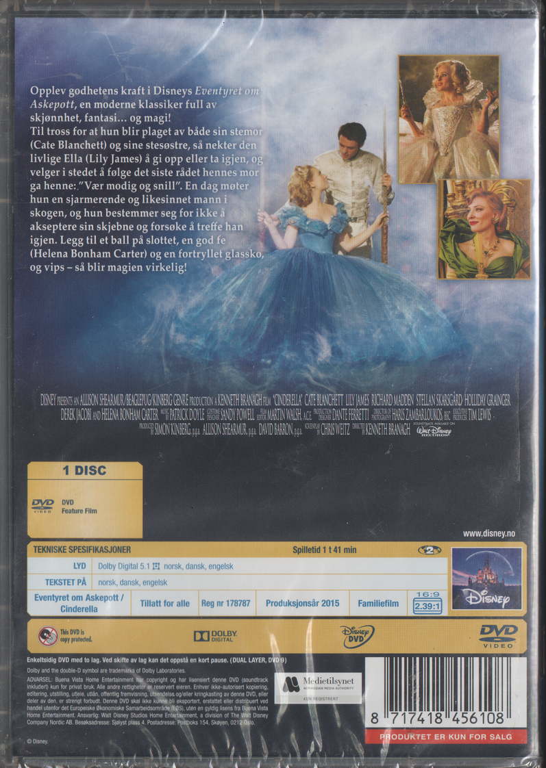 Eventyret om Askepott. 2015. DVD. Ny i plast!