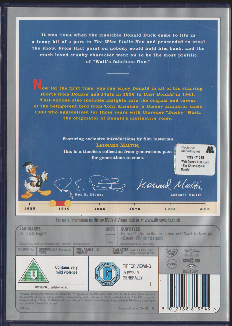 The Chronological Donald Volume One. 2004. DVD.