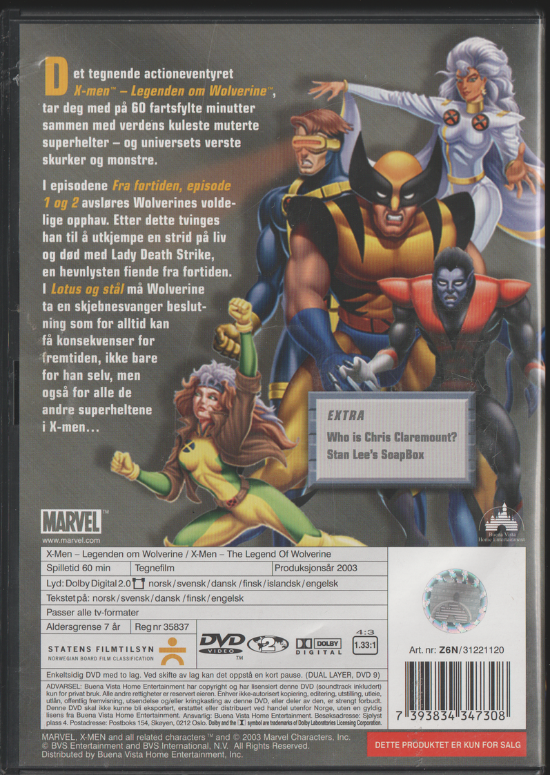 X-Men: Legenden om Wolverine (2003). DVD.