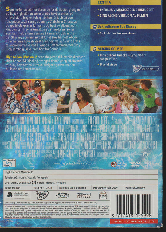 High School Musical 2 - Extended Edition. DVD.
