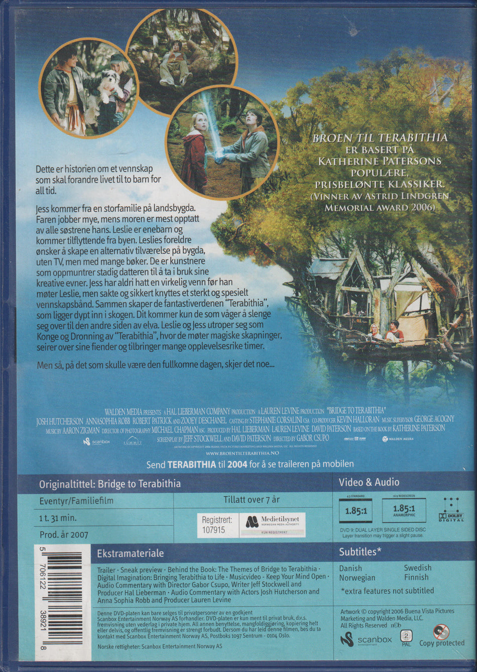 Broen til Terabithia. DVD.