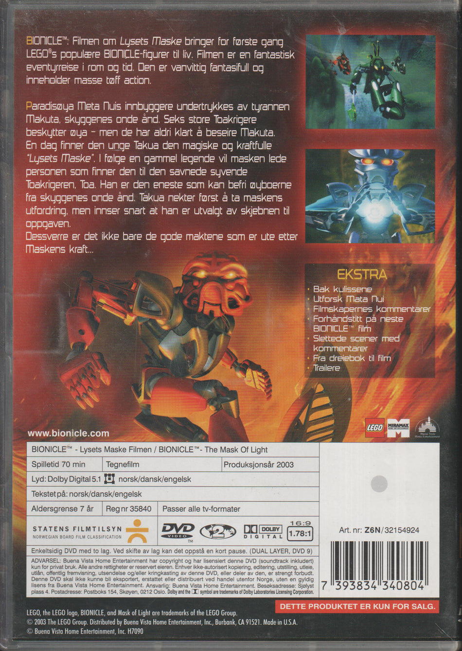 Bionicle - Lysets maske. DVD.