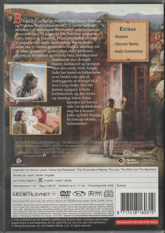 Legenden om Narnia - Løven, heksa og klesskapet. DVD.