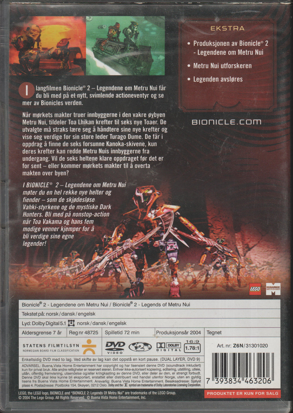 Bionicle 2 - Legendene om Metru Nui. DVD.