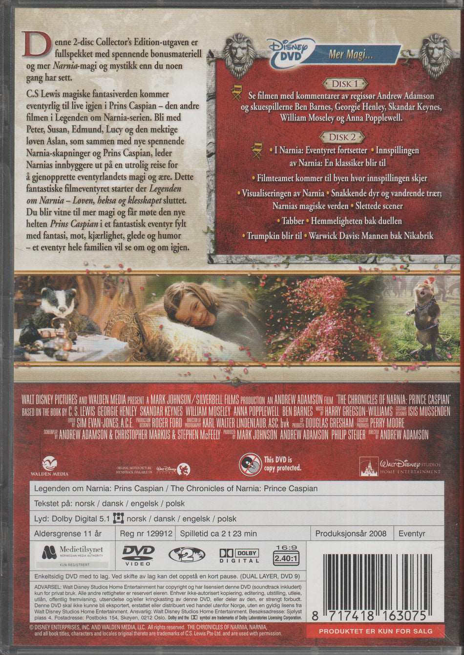 Legenden om Narnia - Prins Caspian (2-Disc Collector's Edition). DVD.