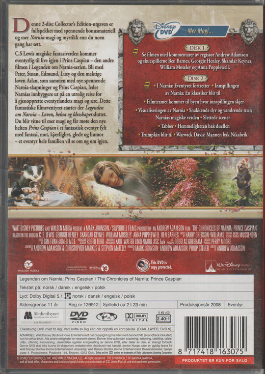 Legenden om Narnia - Prins Caspian (2-Disc Collector's Edition). DVD.