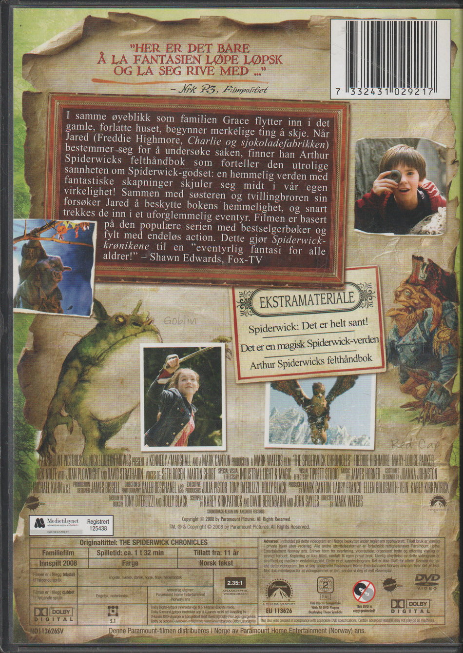 Spiderwick Krønikene. DVD.