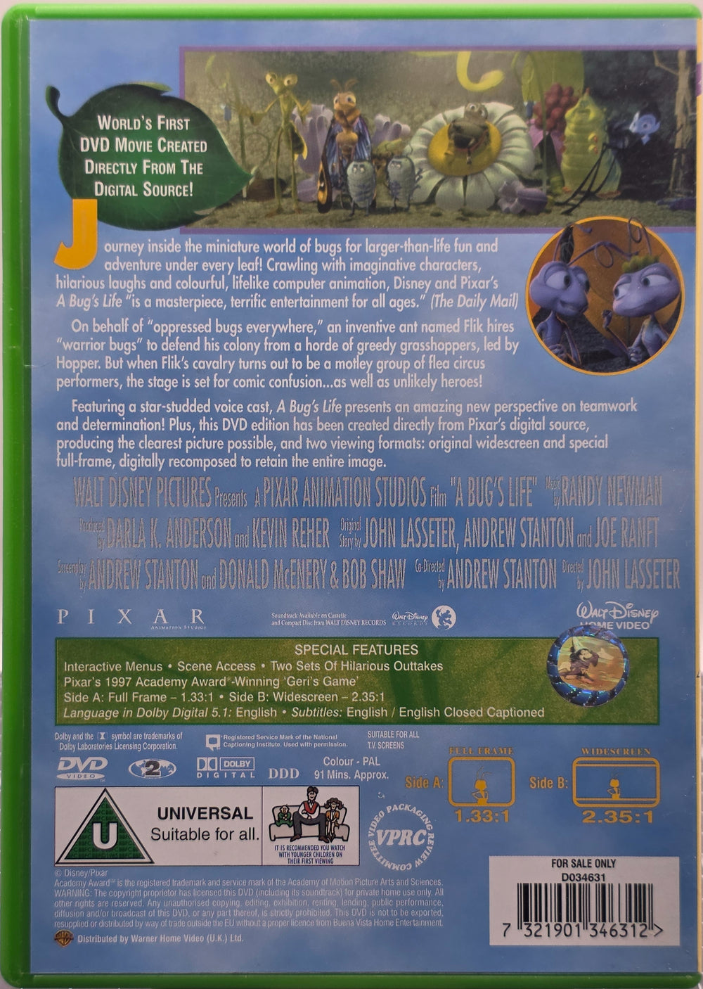 Småkryp (A Bug's Life). 1998. . DVD.