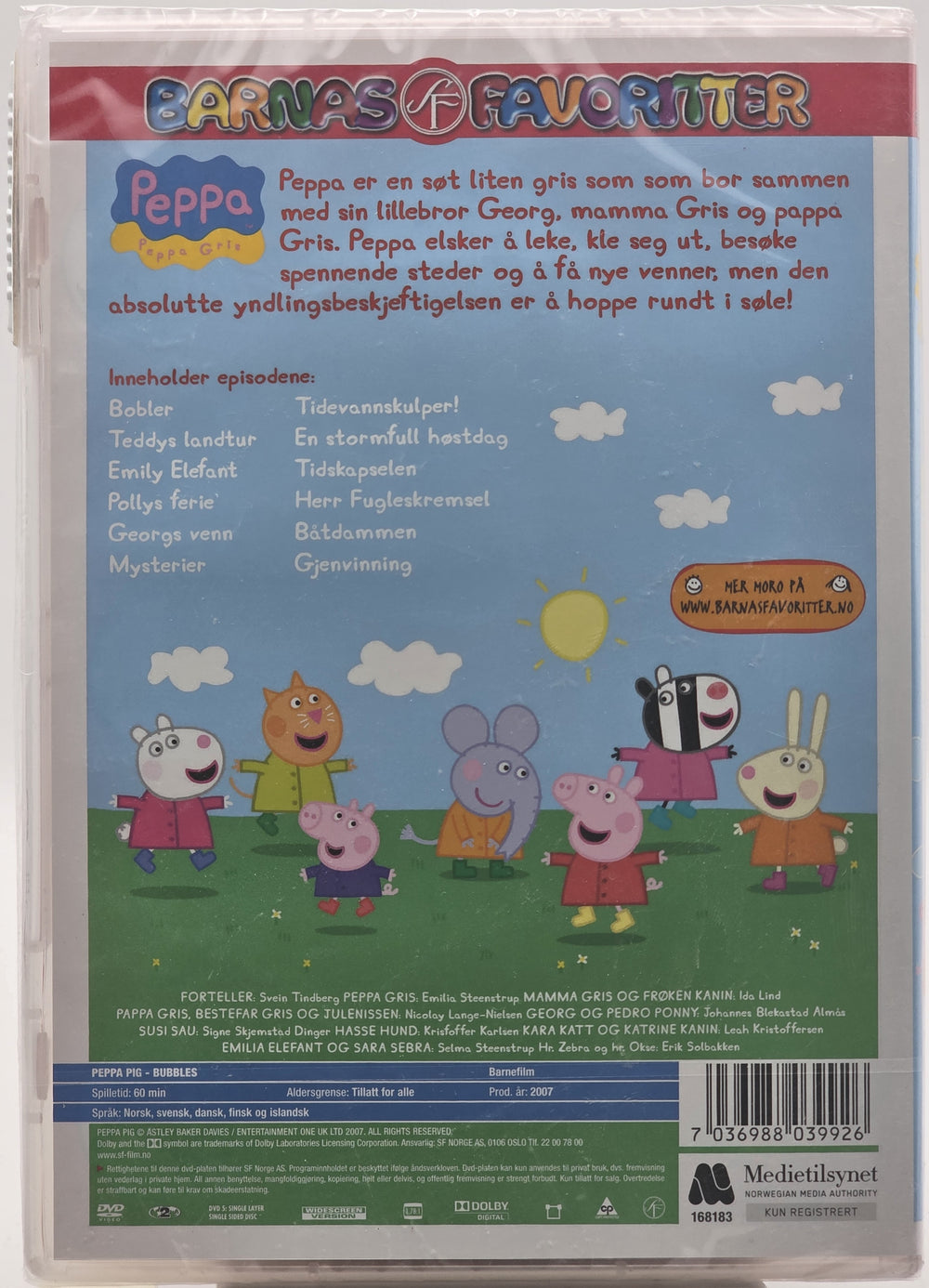 Peppa Gris – Bobler. 2006. DVD. Ny i plast!