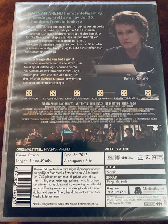 Hannah Arendt. DVD. Ny i plast!