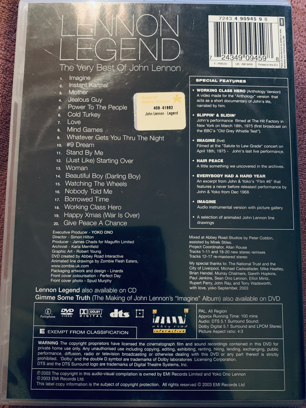 Lennon Legend – The Very Best of John Lennon. DVD.