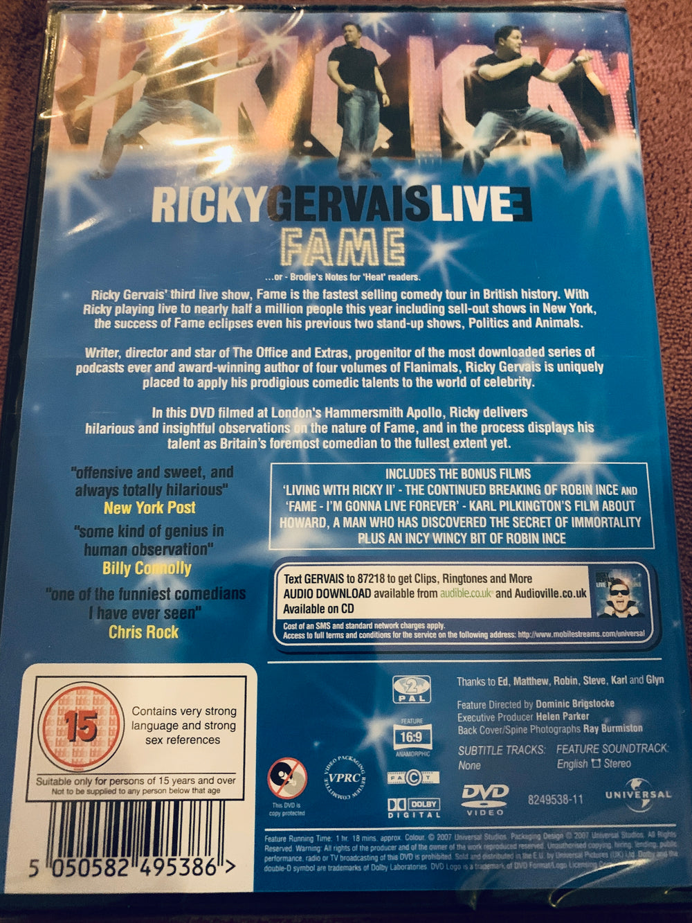 Ricky Gervais Live: Fame. DVD.