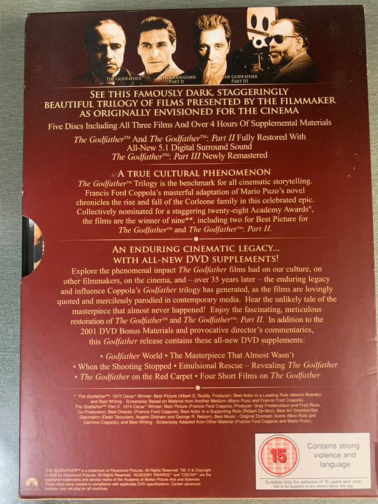 The Godfather – The Coppola Restoration (5 disker). 2008. DVD samleboks.