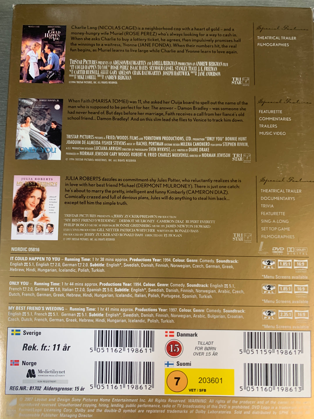 Romance Classics II – It Could Happen to You, Only You, My Best Friend's Wedding. DVD samleboks.