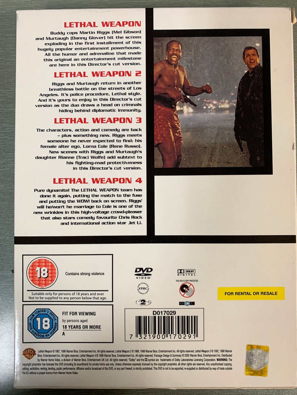 Lethal Weapon – The Complete 4-Film Collection. 1987–1998. DVD samleboks.