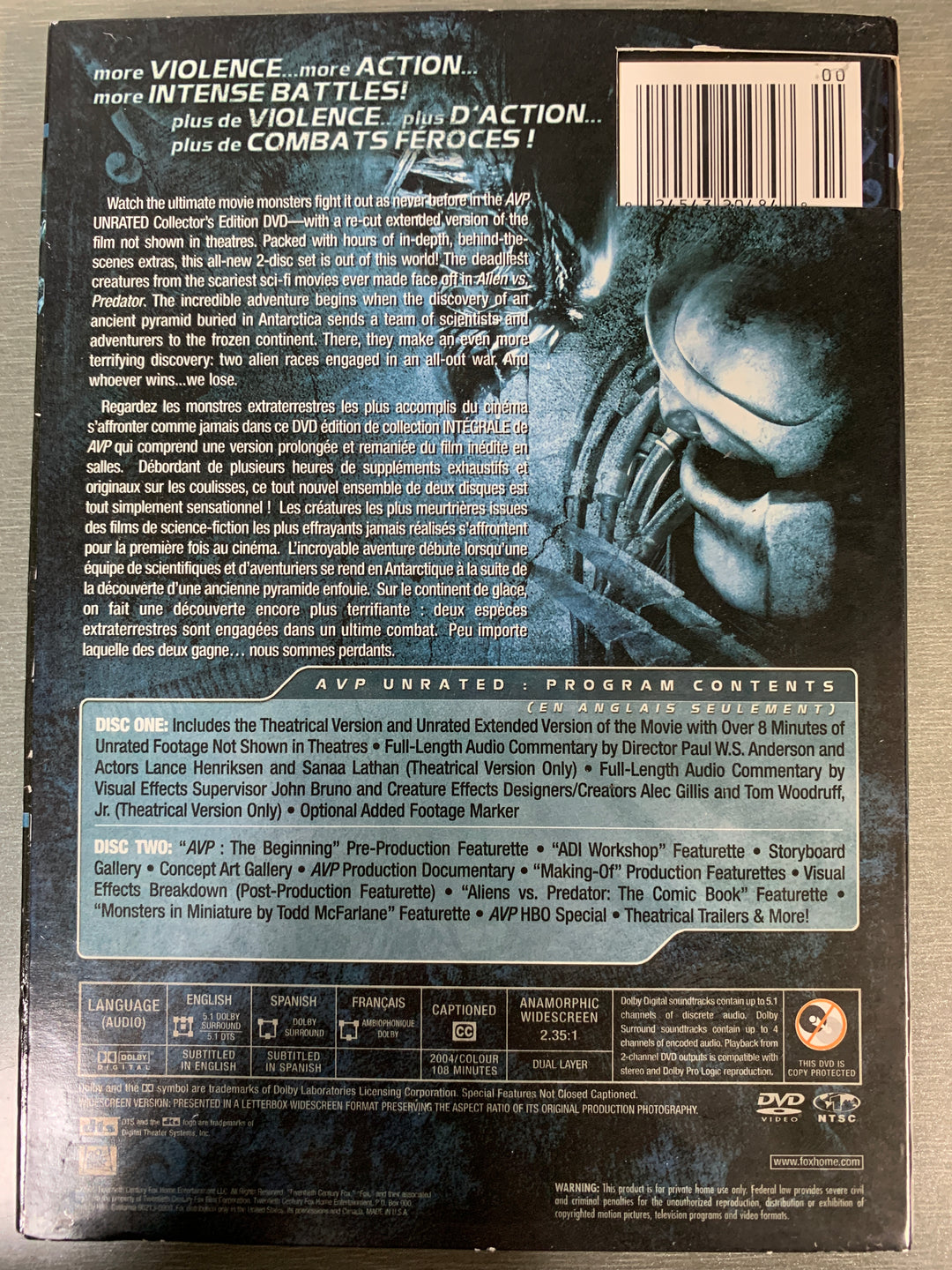 AVP: Alien vs. Predator – Unrated Edition. 2004. DVD samleboks.