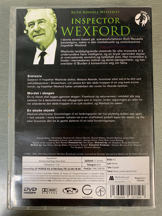Inspector Wexford – Collection 1. Ruth Rendell Mysteries. DVD samleboks.