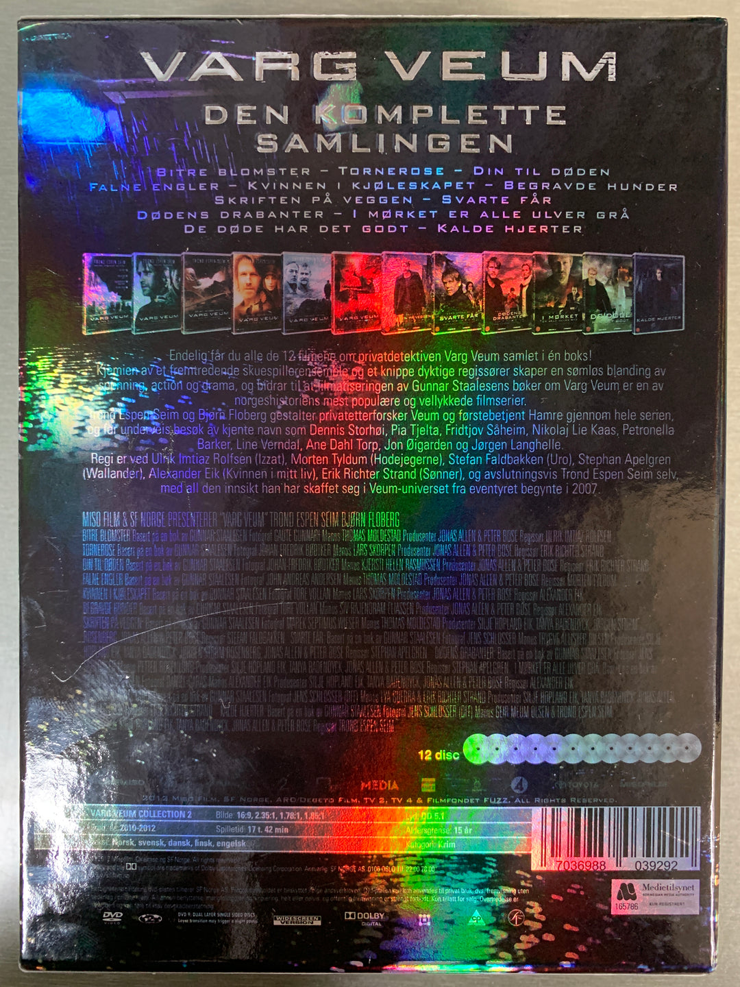 Varg Veum – Den komplette samlingen (12 filmer). 2012. DVD samleboks.