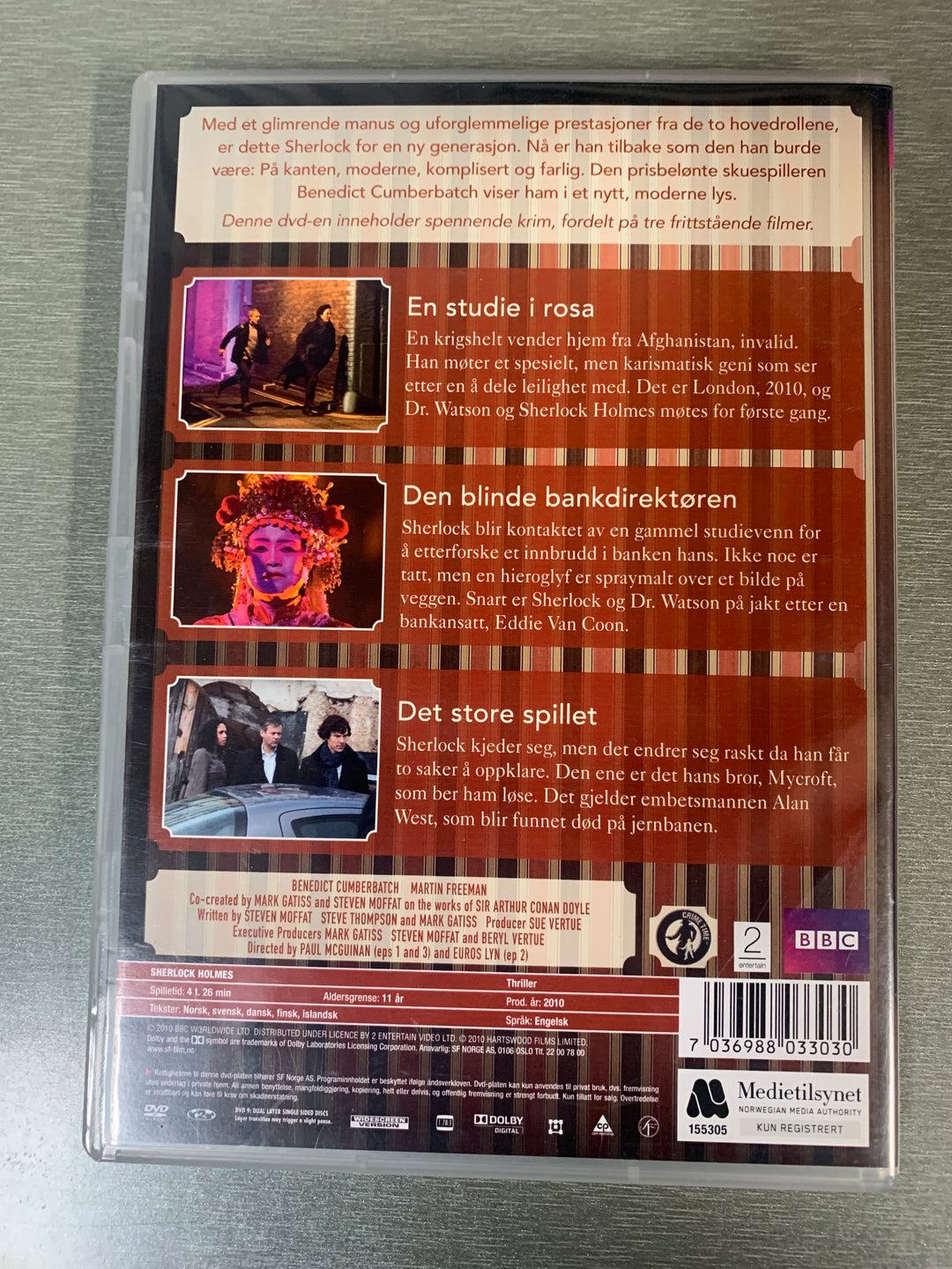 Sherlock – Boks med tre filmer. 2010. DVD samleboks.