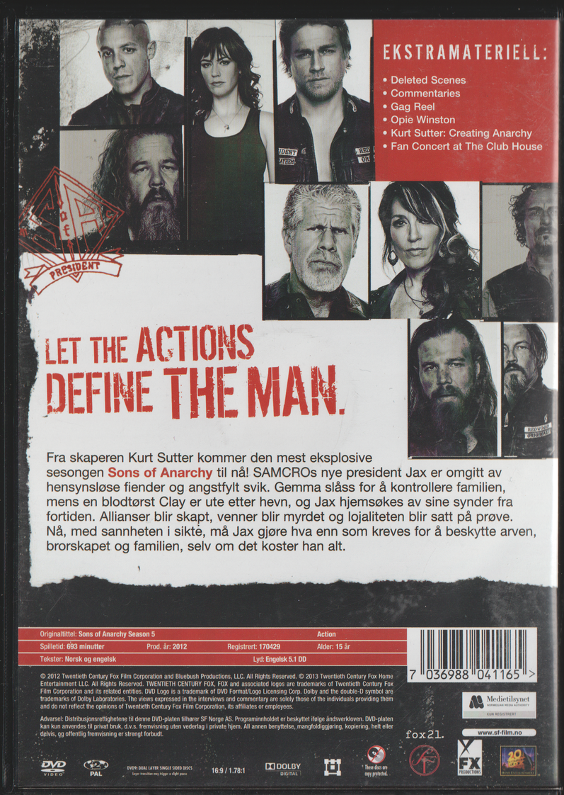 Sons of Anarchy: Season 5 (2012). DVD.