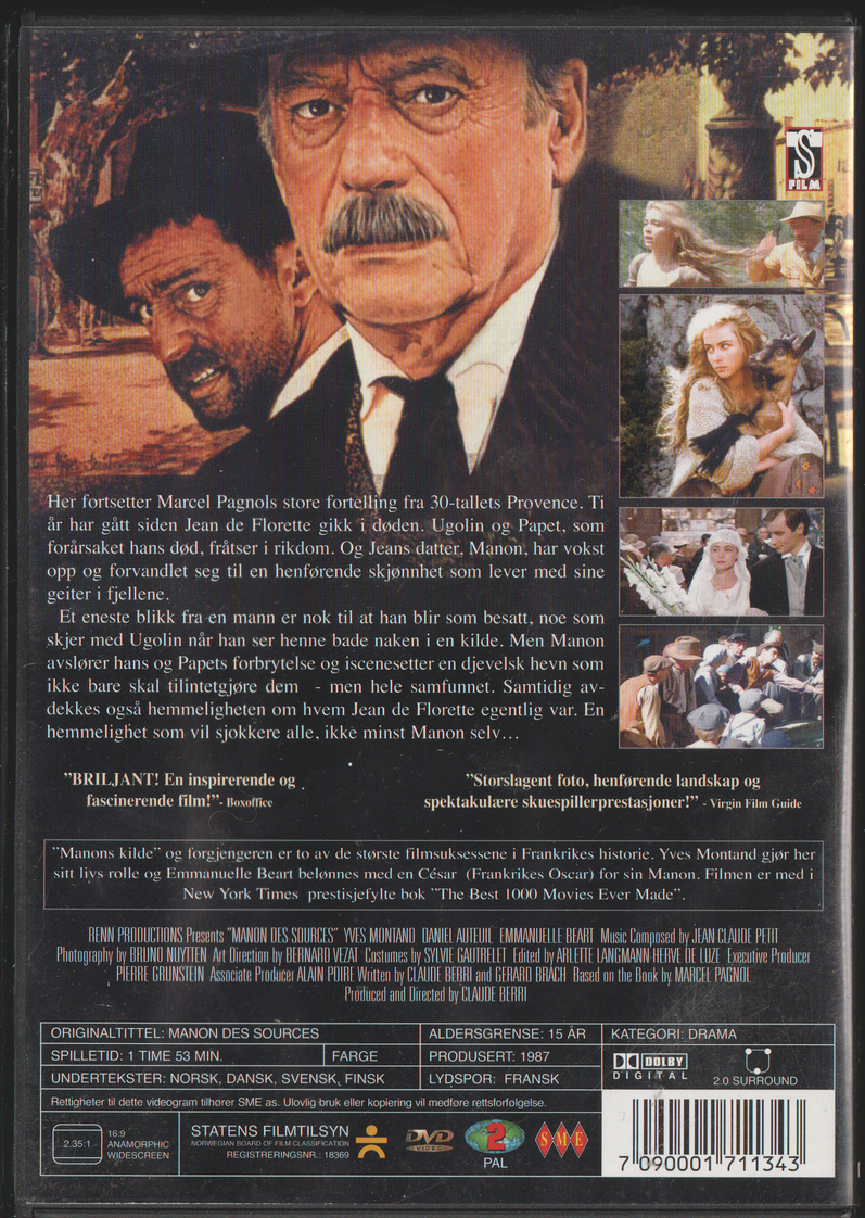 Manon og kilden (1986). DVD.