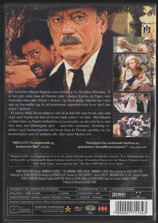 Manon og kilden (1986). DVD.