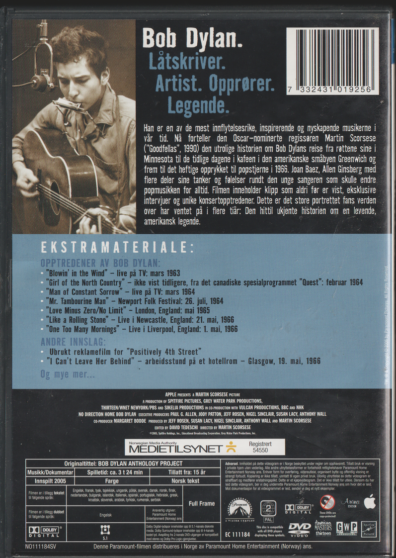 No Direction Home: Bob Dylan. 2005. DVD.