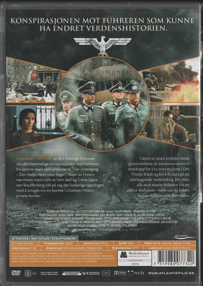 Attentatet mot Hitler (2004). DVD.