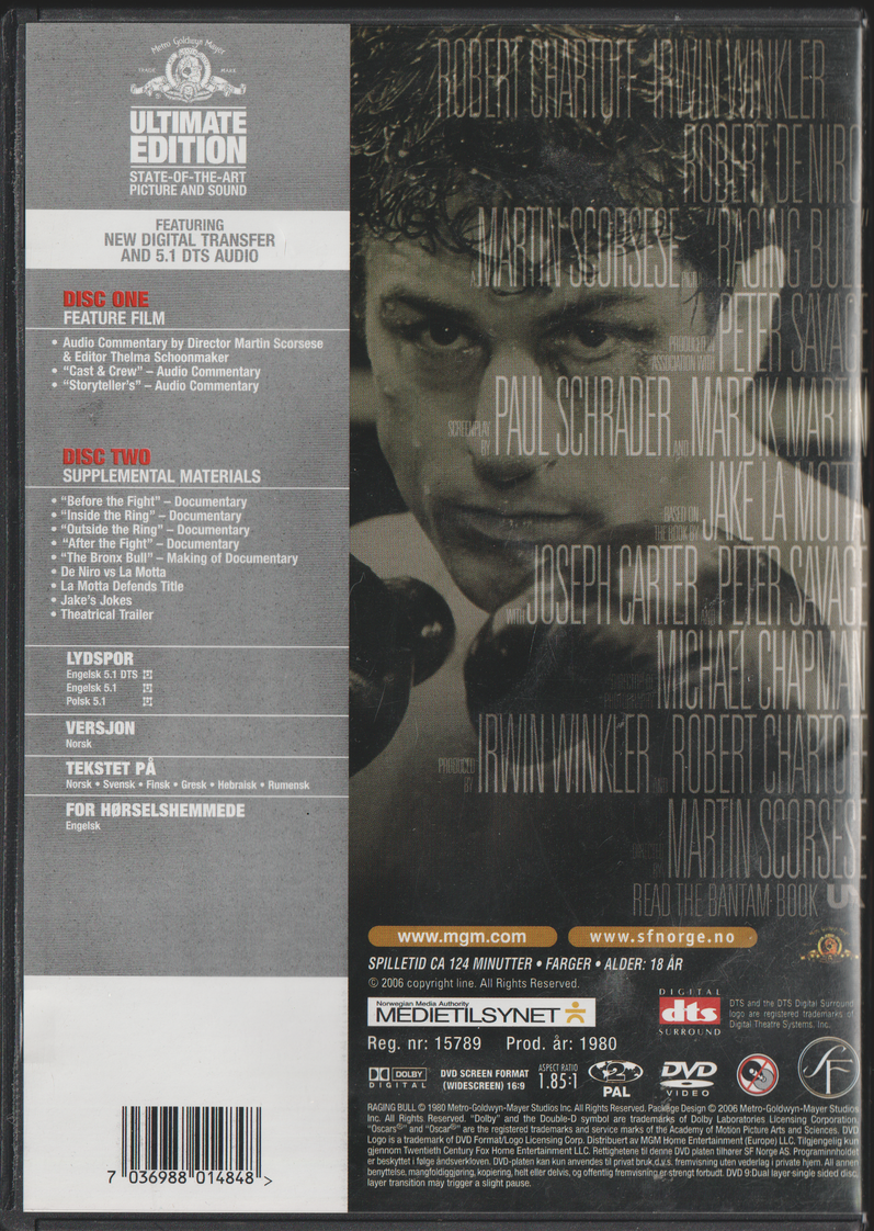 Raging Bull (1980). DVD.
