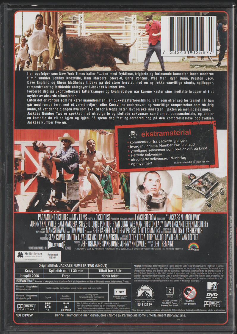 Jackass Number Two (2006). DVD.