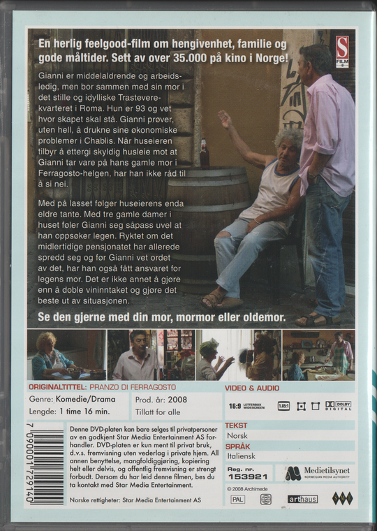 Sommerlunsj i Roma (2008). DVD.