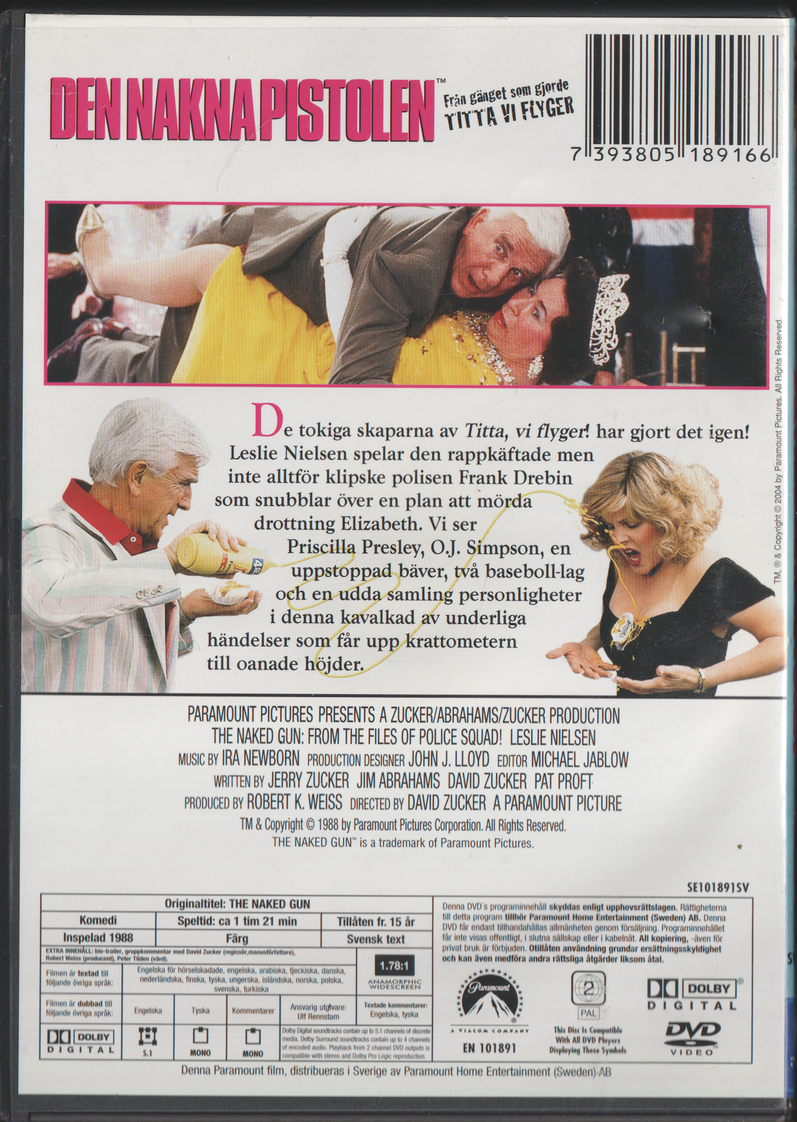 Den Nakna Pistolen (The Naked Gun). 1988. DVD.
