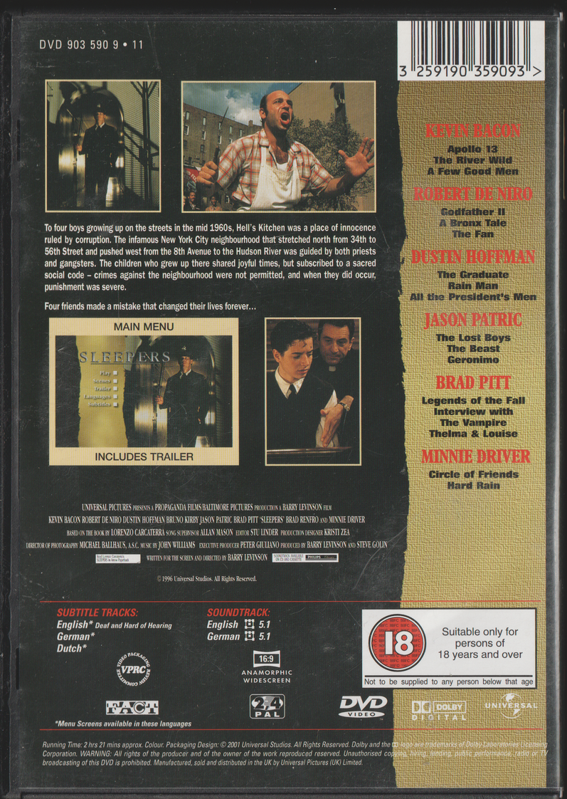 Sleepers (1996). DVD.