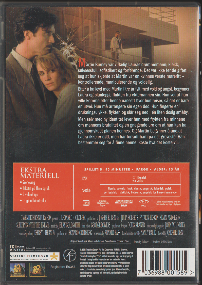 Sleeping with the Enemy (1991). DVD.