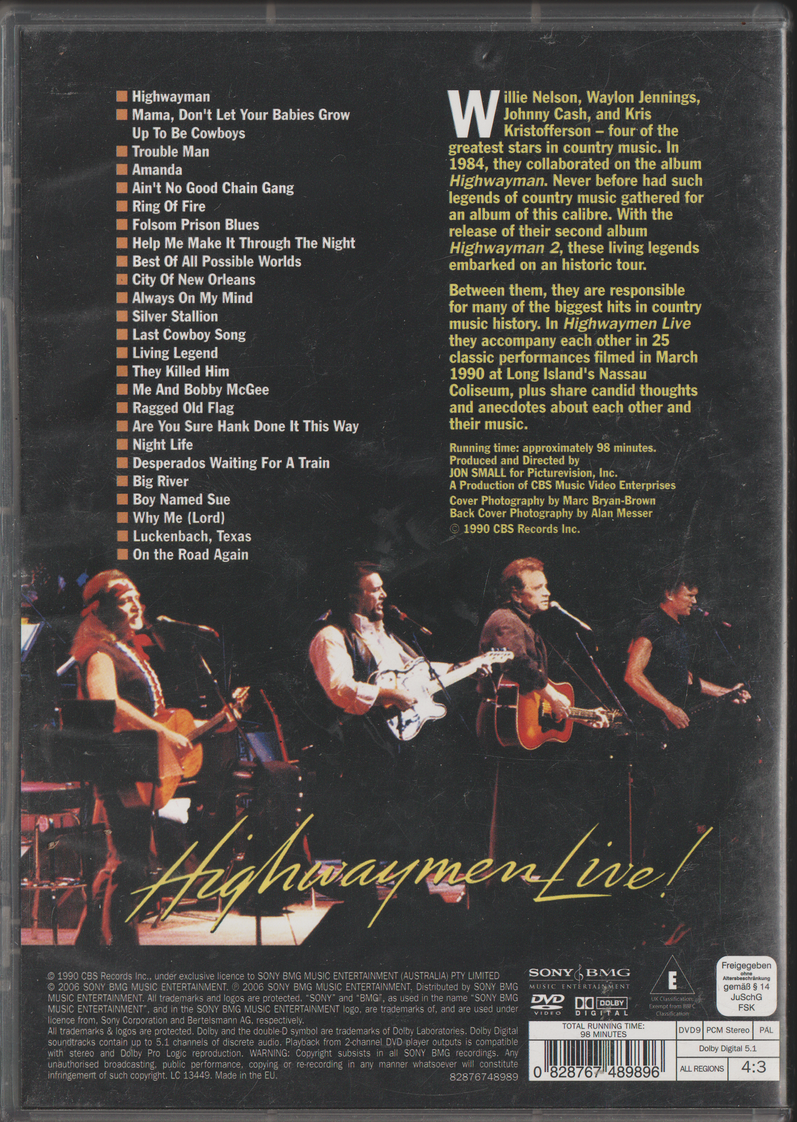 Highwaymen Live! (1990). DVD.