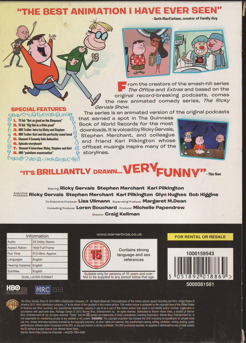 The Ricky Gervais Show – The Complete First Series. DVD.