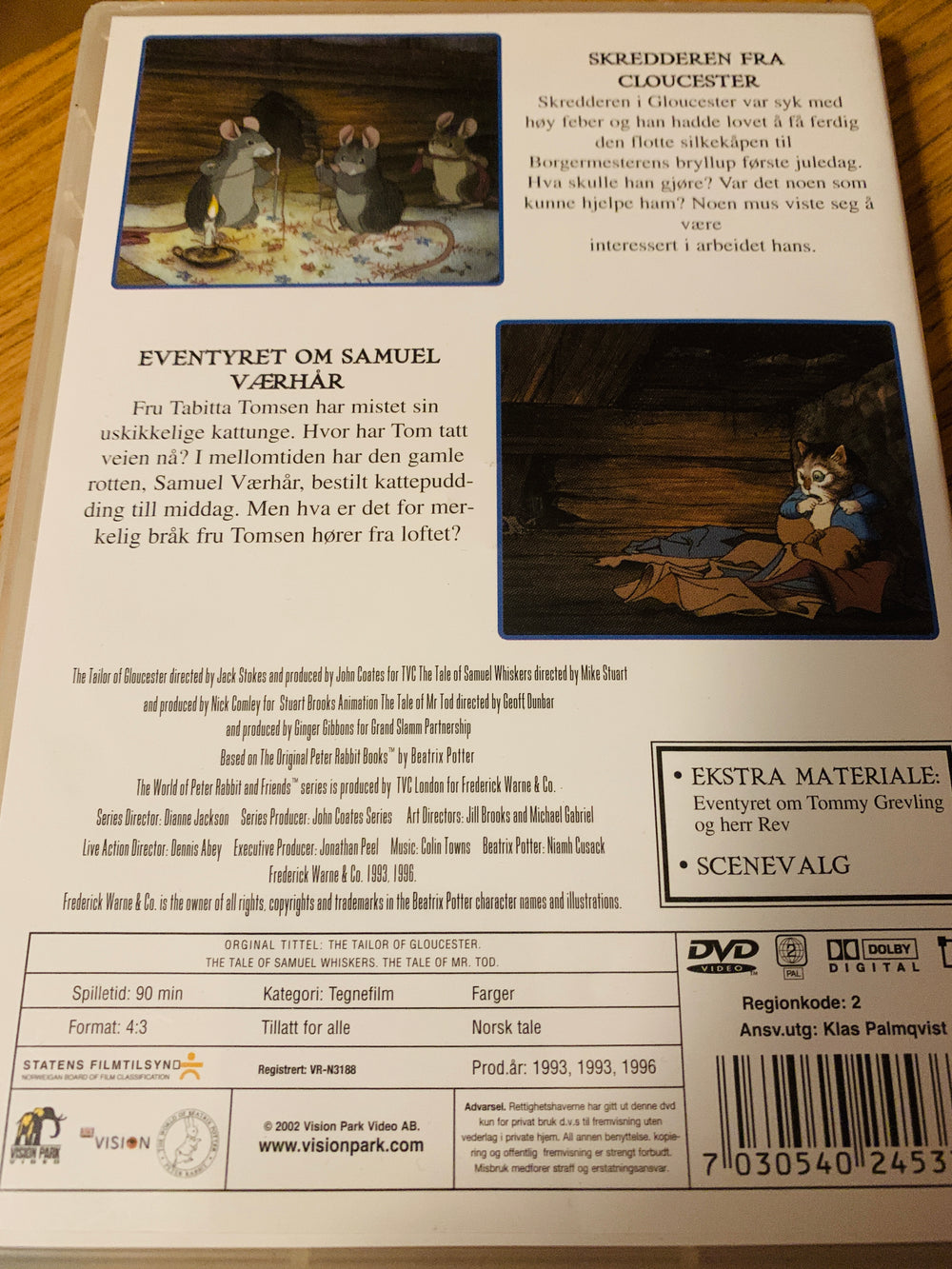 Beatrix Potter. Skredderen fra Cloucester / Eventyret om Samuel Værhår. DVD.