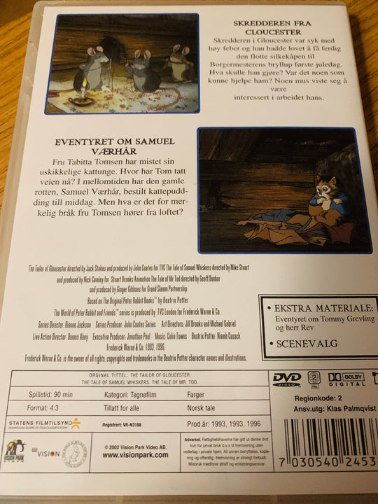 Beatrix Potter. Skredderen fra Cloucester / Eventyret om Samuel Værhår. DVD.
