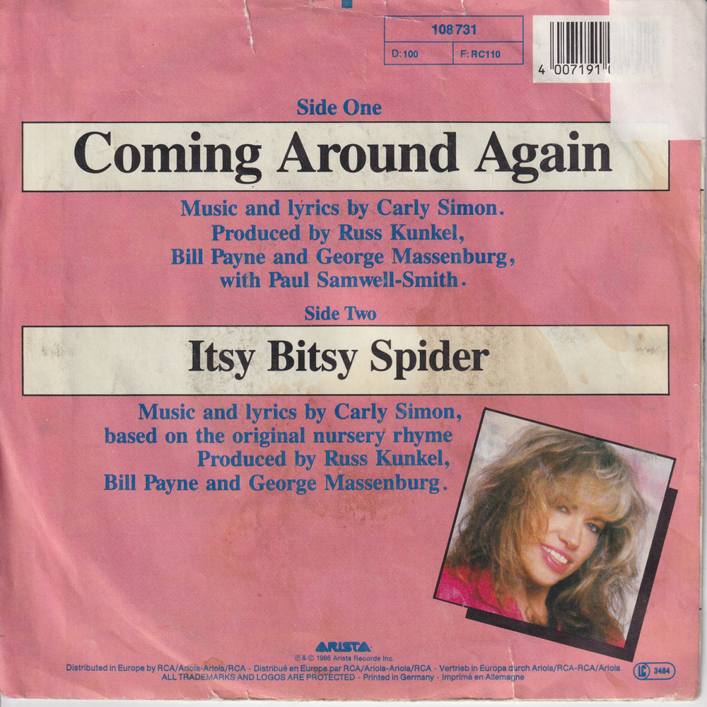 Carly Simon, 1986, Coming Around Again. EP-plate.