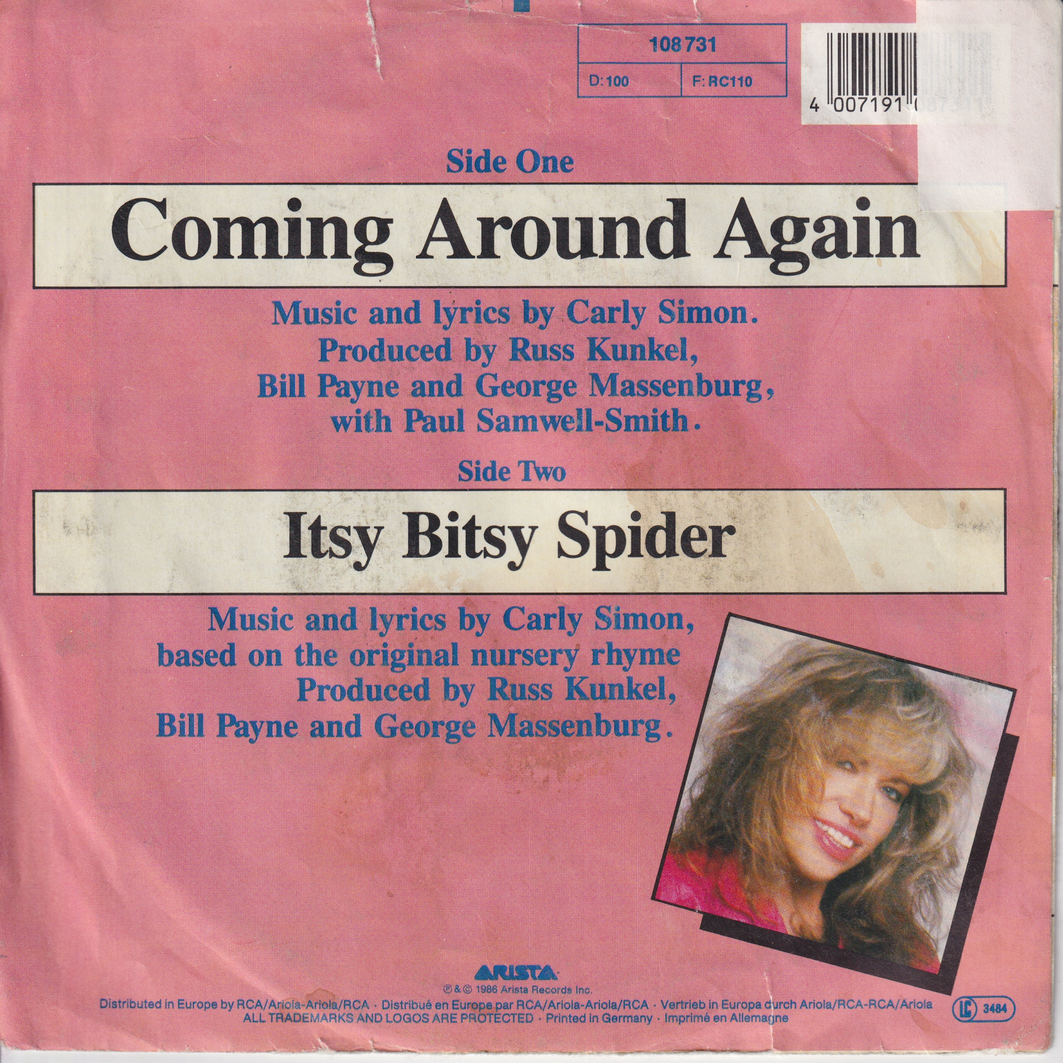 Carly Simon, 1986, Coming Around Again. EP-plate.