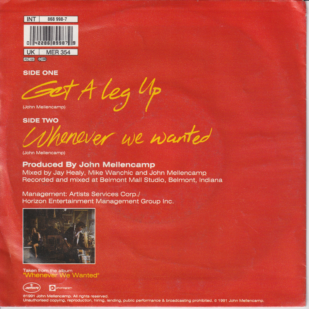 John Mellencamp, 1991, Get A Leg Up. EP-plate.