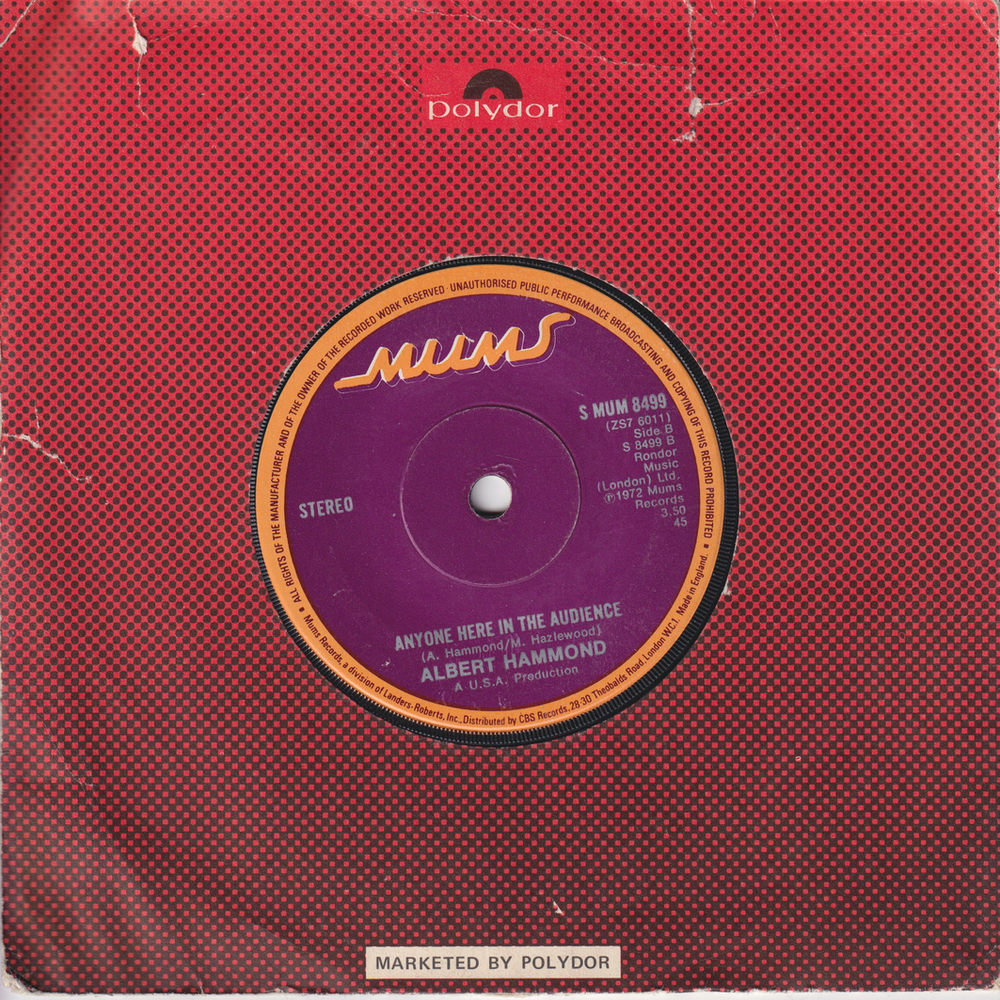 Albert Hammond, 1972, It Never Rains In Southern California. EP-plate.