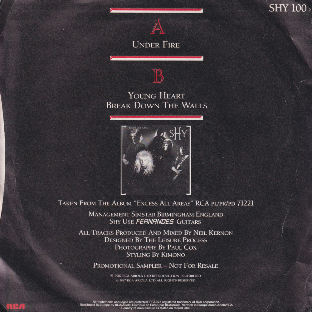 Shy (1987) - Sampler (Under Fire). EP-plate.