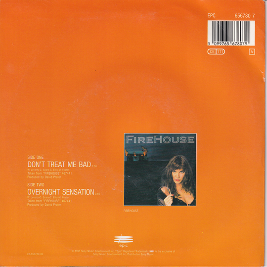 FireHouse. 1991. Don't Treat Me Bad. EP-plate.