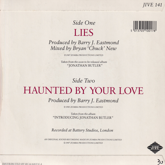 Jonathan Butler (1987) "Lies". EP-plate.