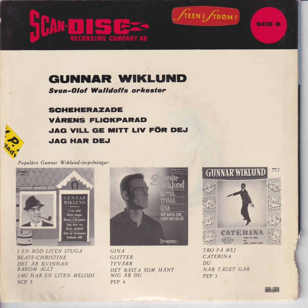 Gunnar Wiklund (1963) "Scheherazade". EP-plate.