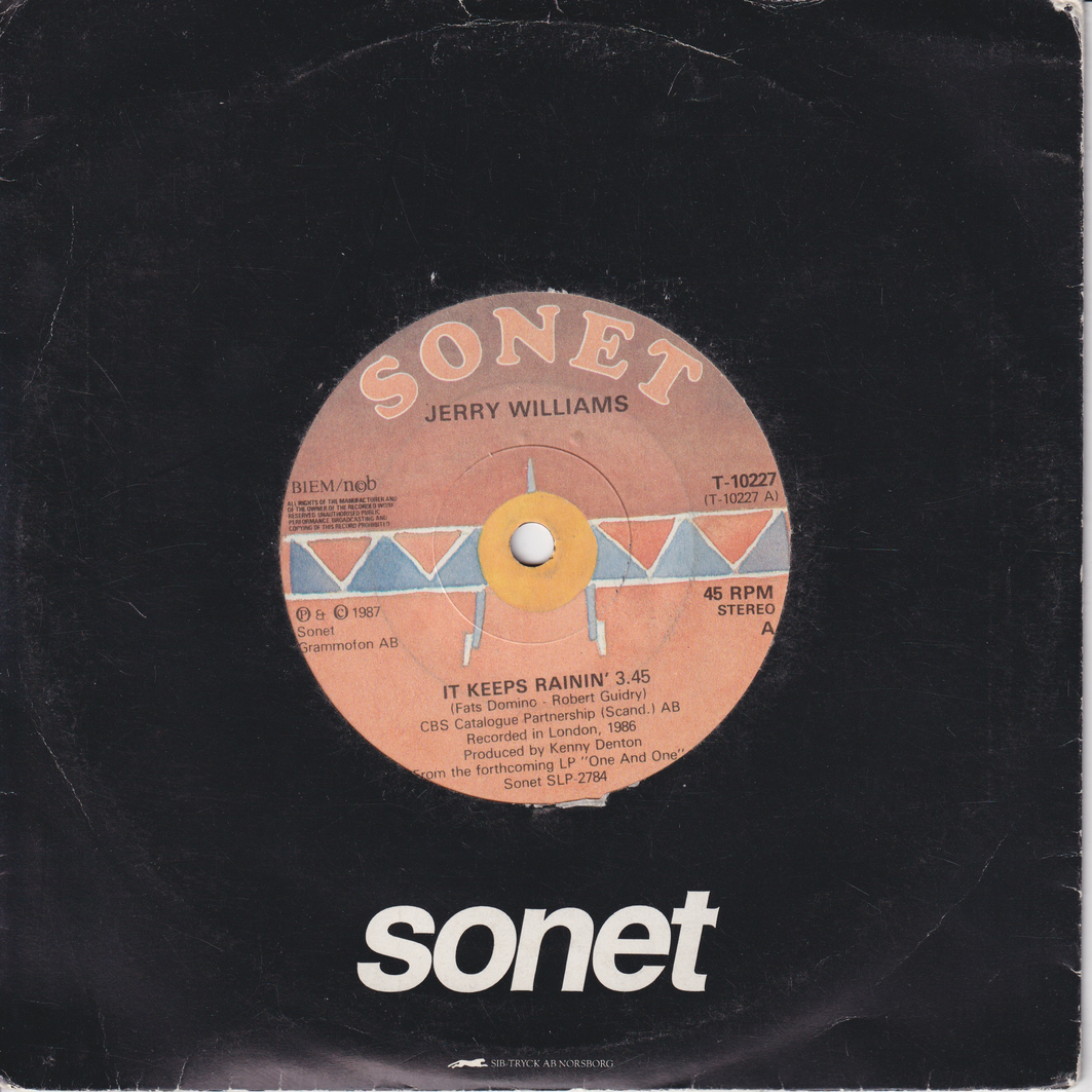 Jerry Williams, 1987, It Keeps Rainin'. EP-plate.