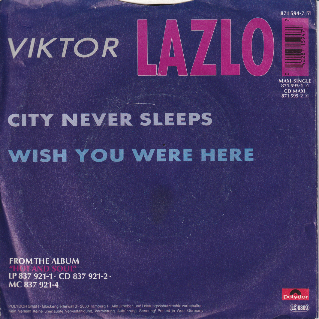 Viktor Lazlo (1987) City Never Sleeps. EP-plate.